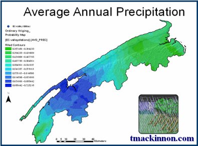 GIS Spatial Modeling - GIS Model of Average Annual Precipitation of the Annapolis Valley, Nova Scotia