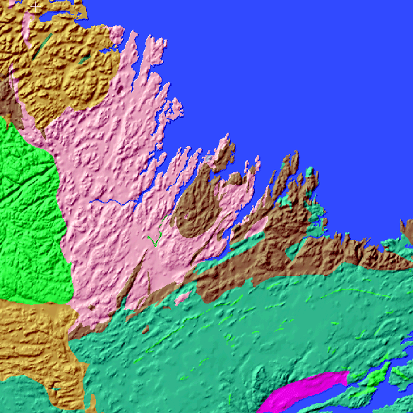 Geology Age Classes merged with Shaded Relief